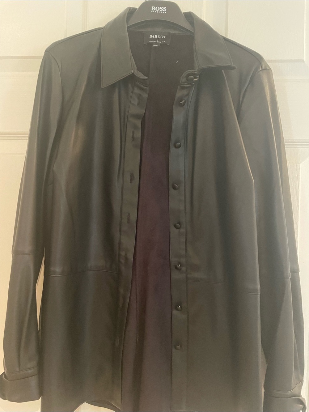Bardot Black Faux Leather Button-Down Shirt